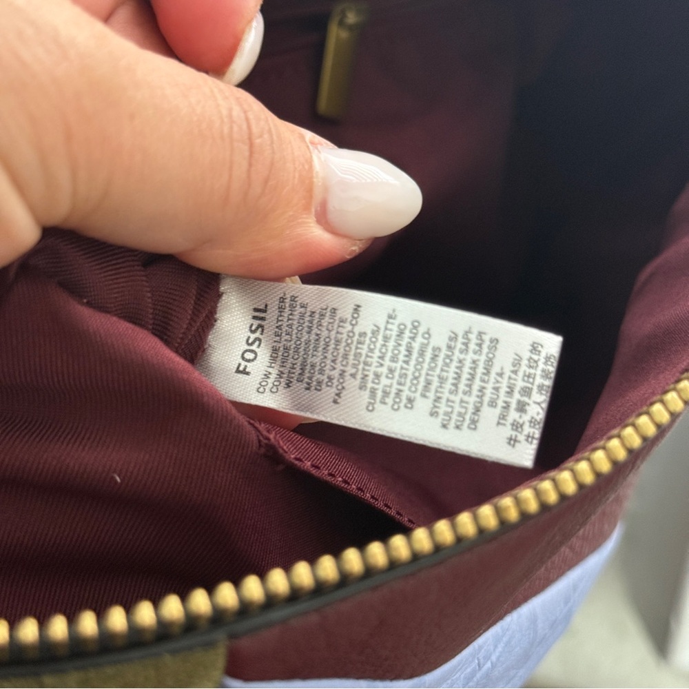 Fossil Burgundy Patchwork Leather Backpack Should… - image 6